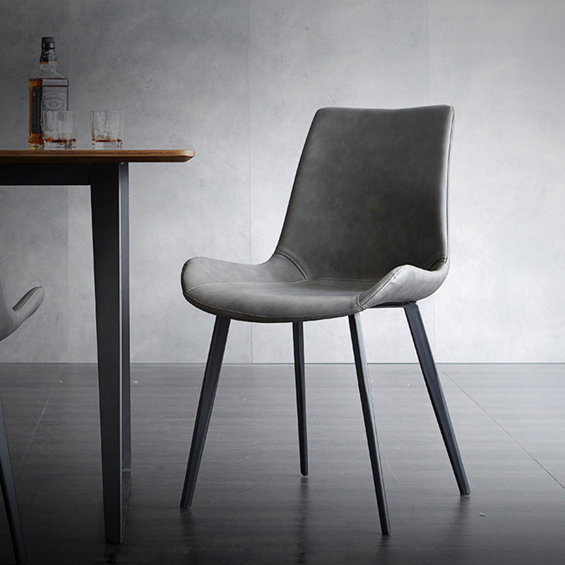 Minimalistische stijl lederen eetkamerstoelen stevige achterstoel stoel voor thuisgebruik
