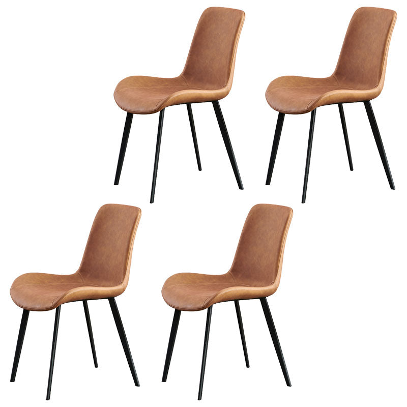 Chaises de salle à manger en cuir de style contemporain, fauteuil à dossier solide pour cuisine