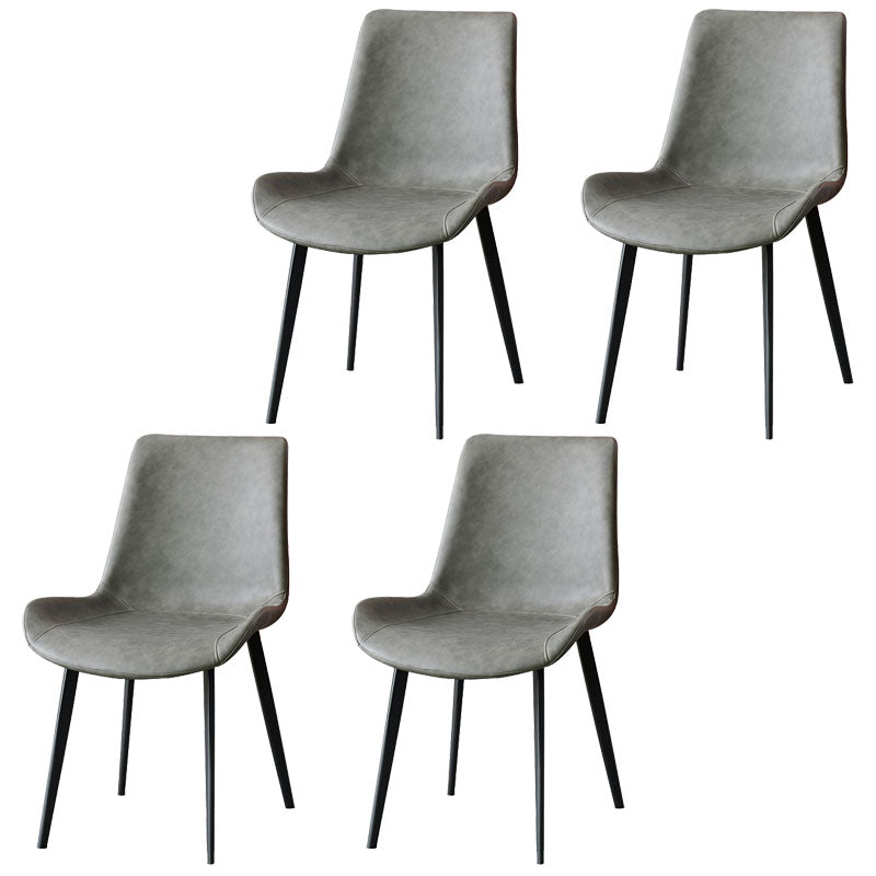 Chaises de salle à manger en cuir de style contemporain, fauteuil à dossier solide pour cuisine