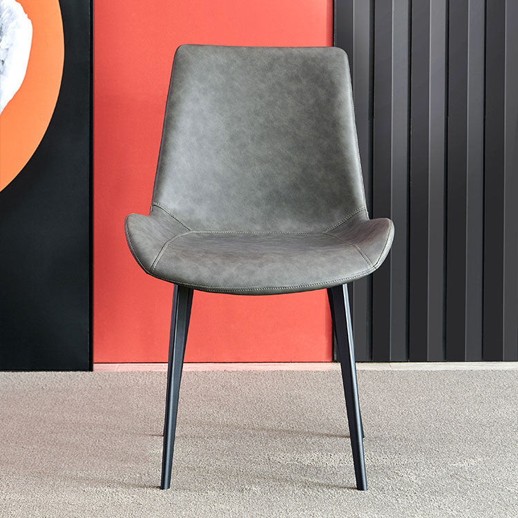 Chaises de salle à manger en cuir de style contemporain, fauteuil à dossier solide pour cuisine
