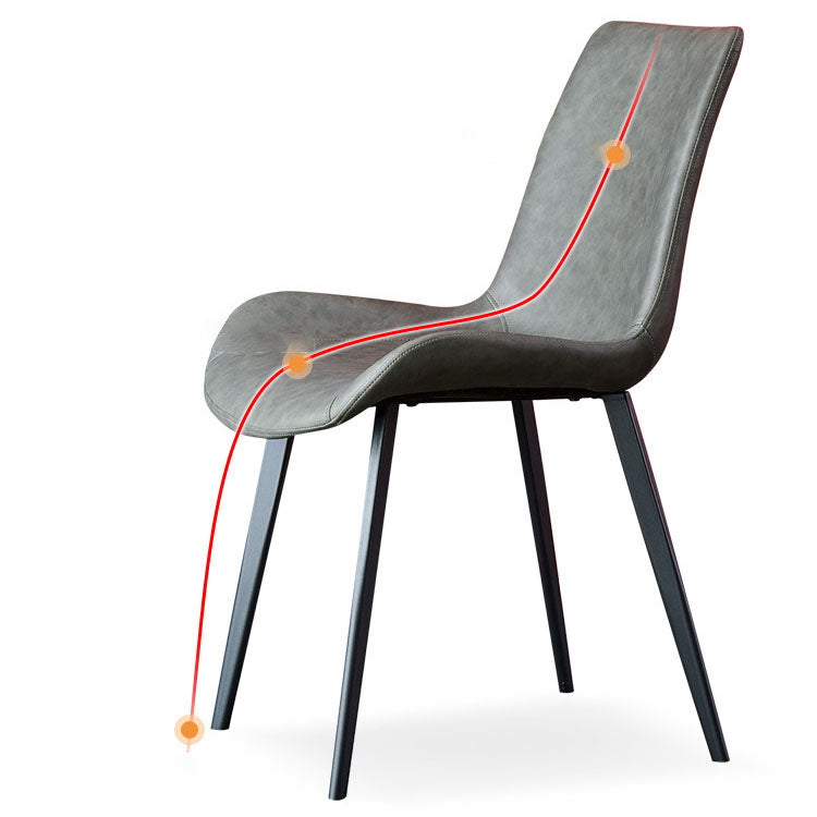 Chaises de salle à manger en cuir de style contemporain, fauteuil à dossier solide pour cuisine