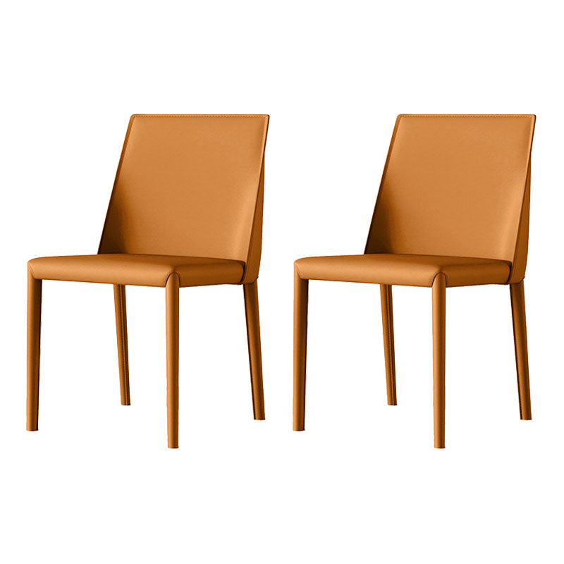 Chaises latérales de salle à manger industrielle en cuir en métal chaise arrière solide (ensemble de 2)