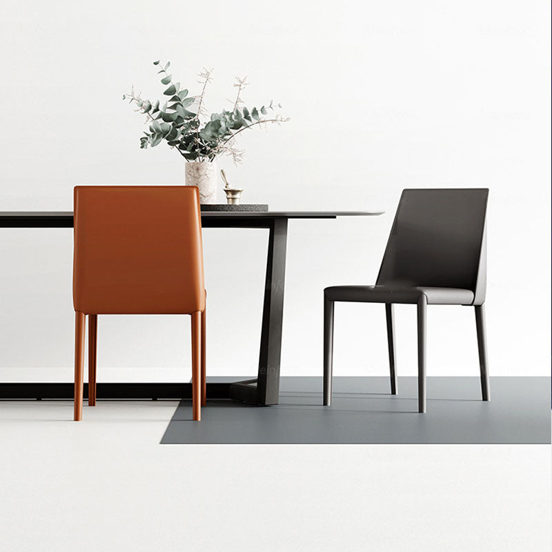 Chaises latérales de salle à manger industrielle en cuir en métal chaise arrière solide (ensemble de 2)