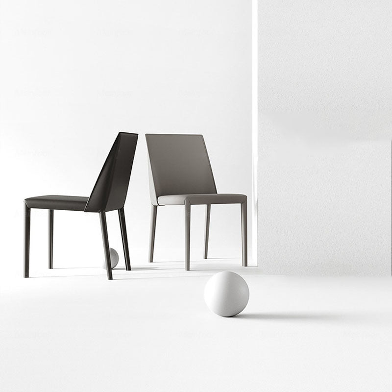 Chaises latérales de salle à manger industrielle en cuir en métal chaise arrière solide (ensemble de 2)