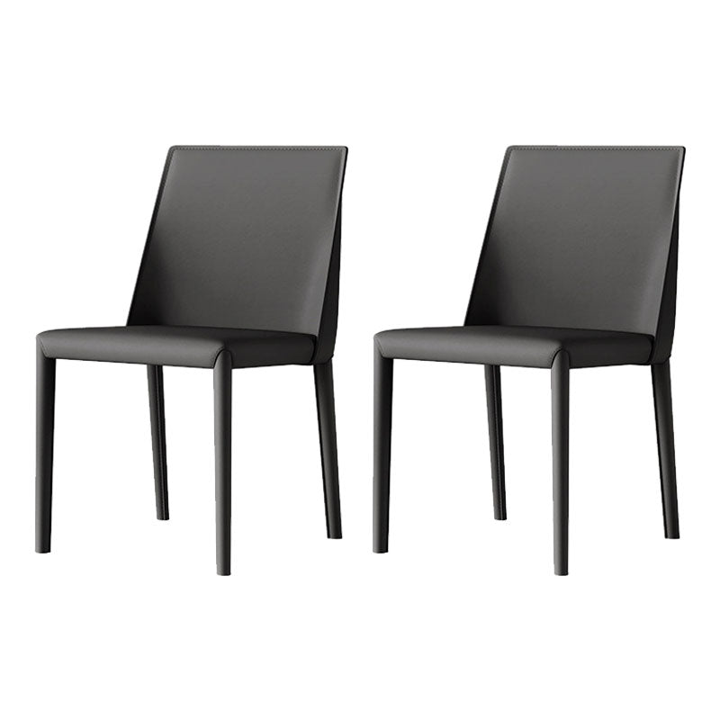 Chaises latérales de salle à manger industrielle en cuir en métal chaise arrière solide (ensemble de 2)
