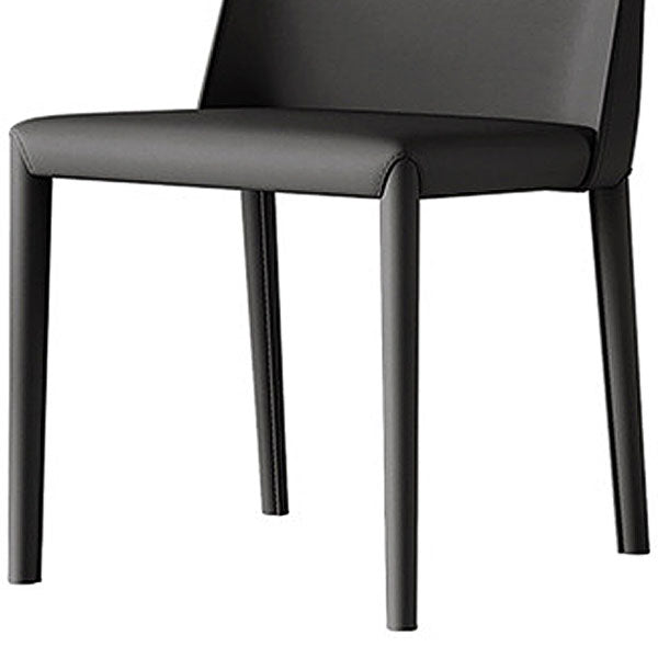 Chaises latérales de salle à manger industrielle en cuir en métal chaise arrière solide (ensemble de 2)