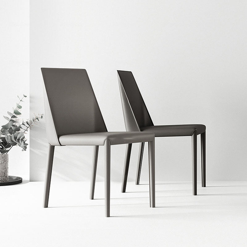 Chaises latérales de salle à manger industrielle en cuir en métal chaise arrière solide (ensemble de 2)