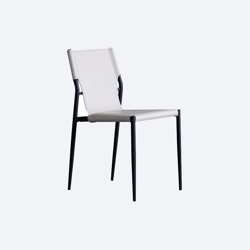 Accueil Chaises de salle à manger sans accoudoirs Chaises d'appoint en cuir avec pieds en métal (Ensemble de 2)