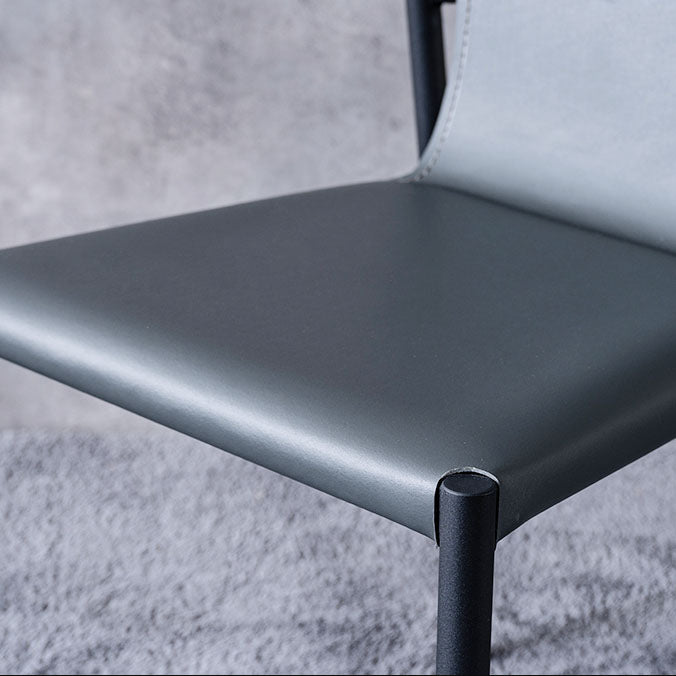 Accueil Chaises de salle à manger sans accoudoirs Chaises d'appoint en cuir avec pieds en métal (Ensemble de 2)