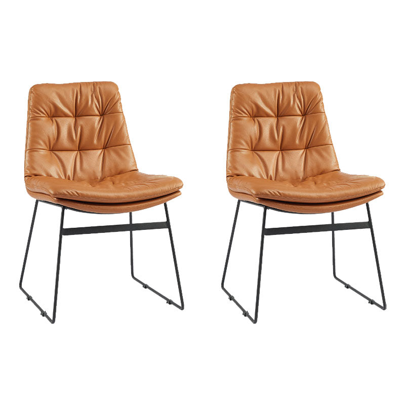 Chaises de salle à manger de style contemporain Chaises d'appoint de cuisine sans accoudoirs avec pieds en métal (Ensemble de 2)