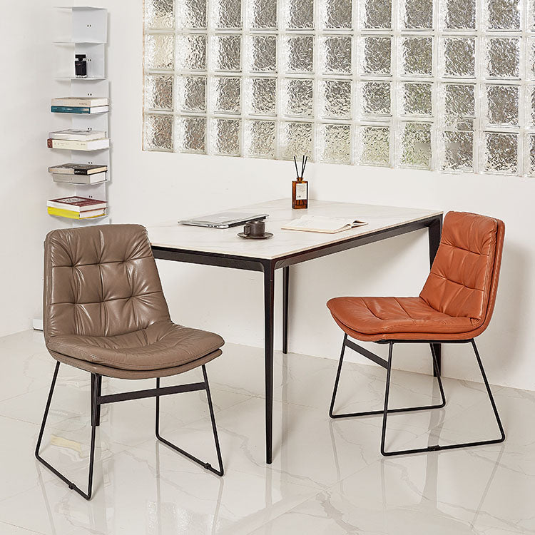 Chaises de salle à manger de style contemporain Chaises d'appoint de cuisine sans accoudoirs avec pieds en métal (Ensemble de 2)