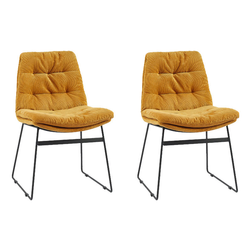 Chaises de salle à manger de style contemporain Chaises d'appoint de cuisine sans accoudoirs avec pieds en métal (Ensemble de 2)