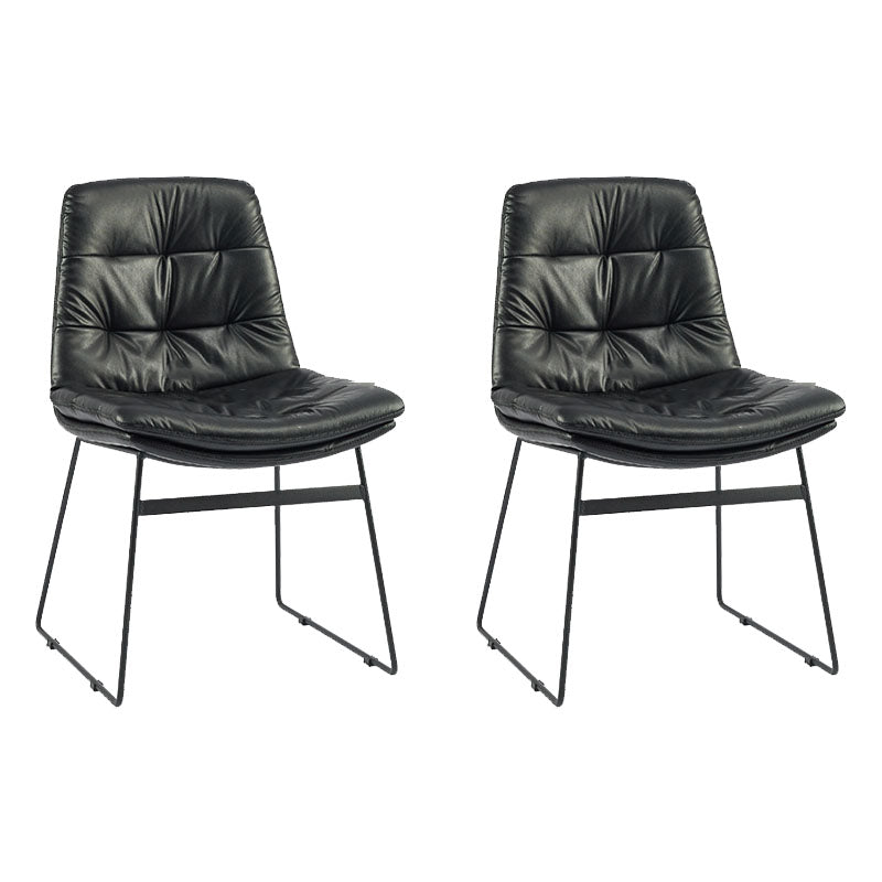 Chaises de salle à manger de style contemporain Chaises d'appoint de cuisine sans accoudoirs avec pieds en métal (Ensemble de 2)