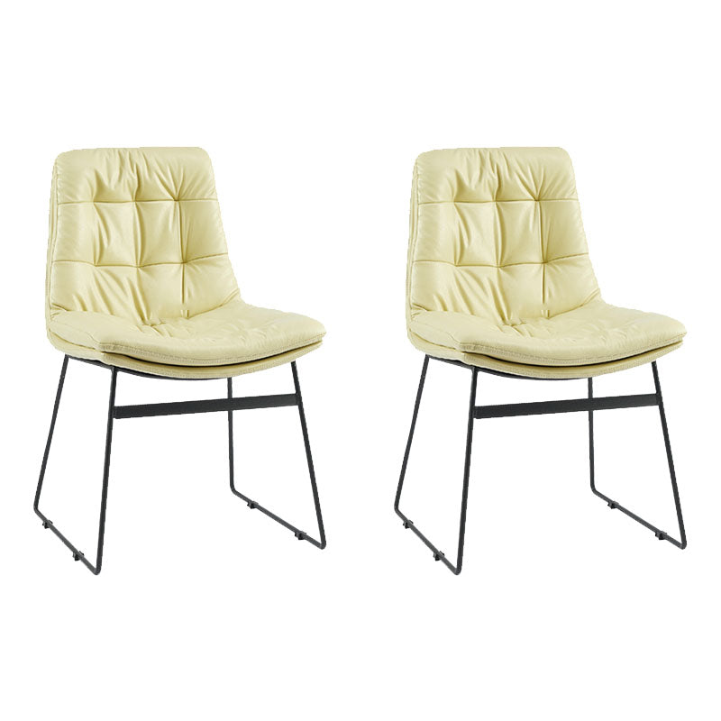 Chaises de salle à manger de style contemporain Chaises d'appoint de cuisine sans accoudoirs avec pieds en métal (Ensemble de 2)