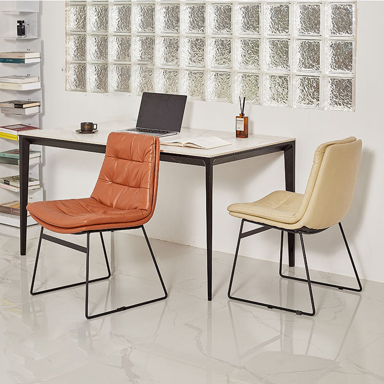 Chaises de salle à manger de style contemporain Chaises d'appoint de cuisine sans accoudoirs avec pieds en métal (Ensemble de 2)