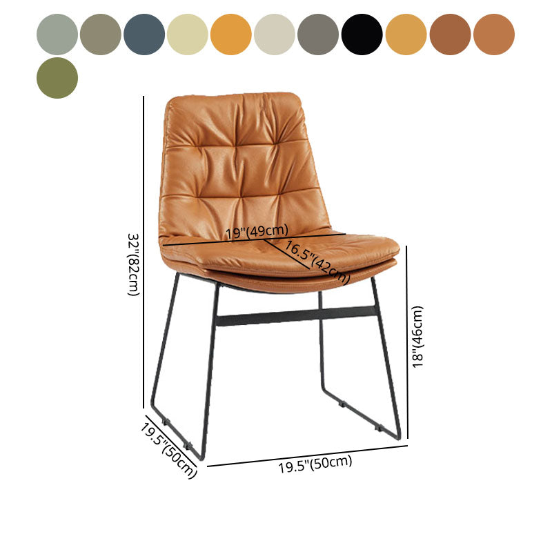 Chaises de salle à manger de style contemporain Chaises d'appoint de cuisine sans accoudoirs avec pieds en métal (Ensemble de 2)