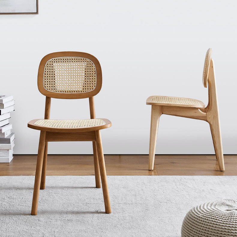 Contemporary Wood Dining Room Chair Cane Back Dining Chairs (Set of 2)