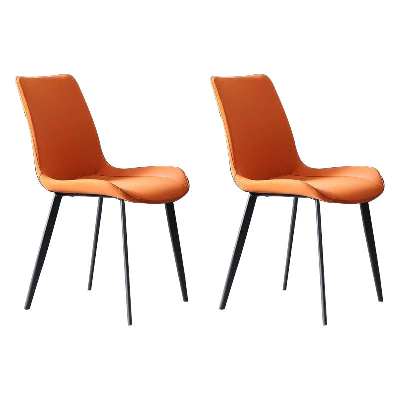 Contemporary Style Dining Chairs Kitchen Armless Side Chair with Metal Legs (Set of 2)