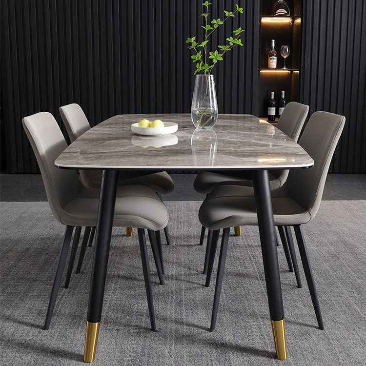 Contemporary Style Dining Chairs Kitchen Armless Side Chair with Metal Legs (Set of 2)