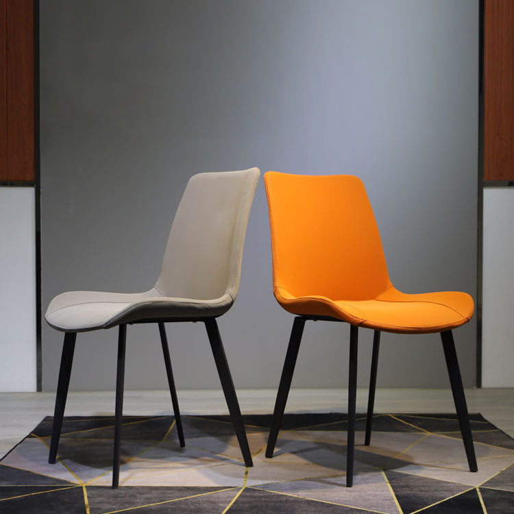 Contemporary Style Dining Chairs Kitchen Armless Side Chair with Metal Legs (Set of 2)