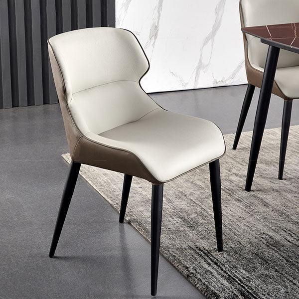Silla de comedor de metal contemporánea con respaldo para uso doméstico (juego de 2)