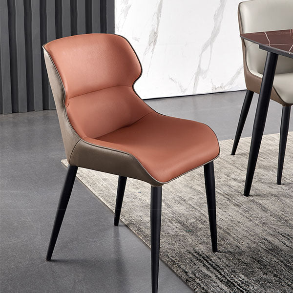 Silla de comedor de metal contemporánea con respaldo para uso doméstico (juego de 2)