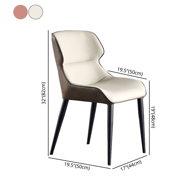 Silla de comedor de metal contemporánea con respaldo para uso doméstico (juego de 2)