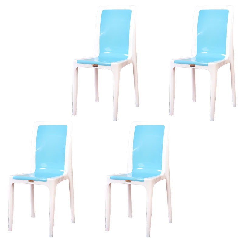 Silla de comedor de plástico de estilo moderno, silla auxiliar sin brazos para cocina (juego de 4)
