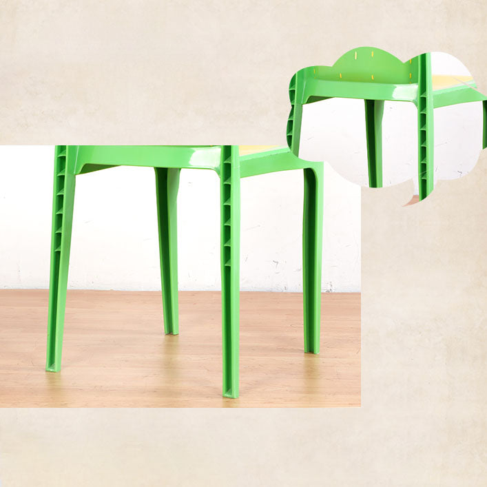 Silla de comedor de plástico de estilo moderno, silla auxiliar sin brazos para cocina (juego de 4)