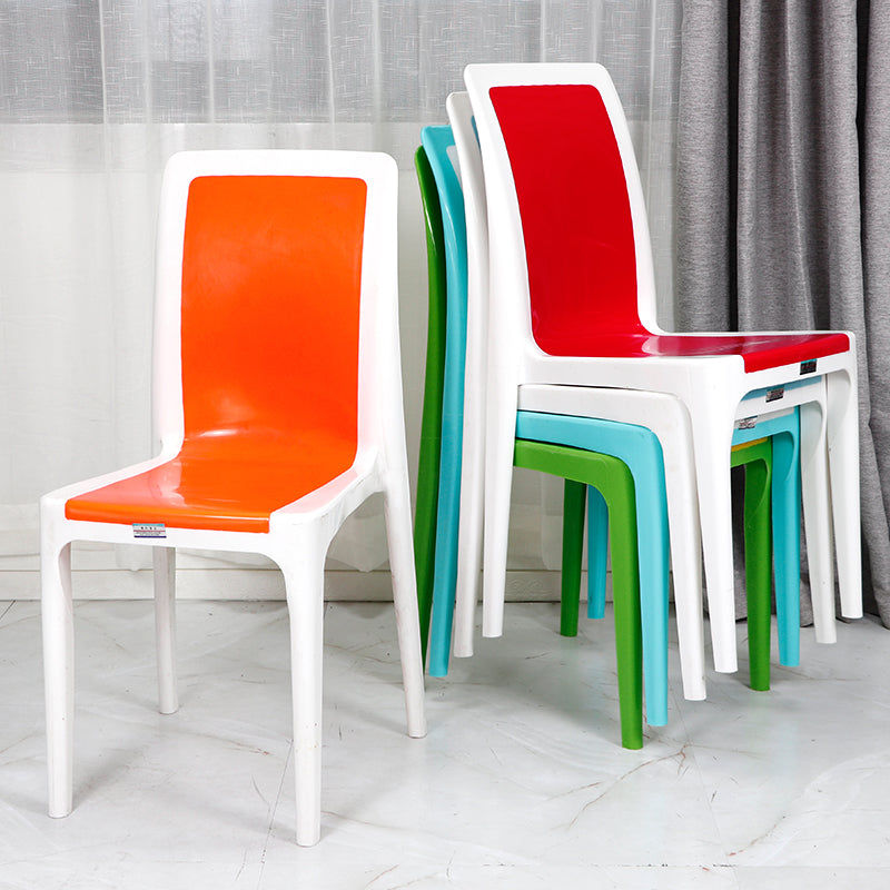 Silla de comedor de plástico de estilo moderno, silla auxiliar sin brazos para cocina (juego de 4)