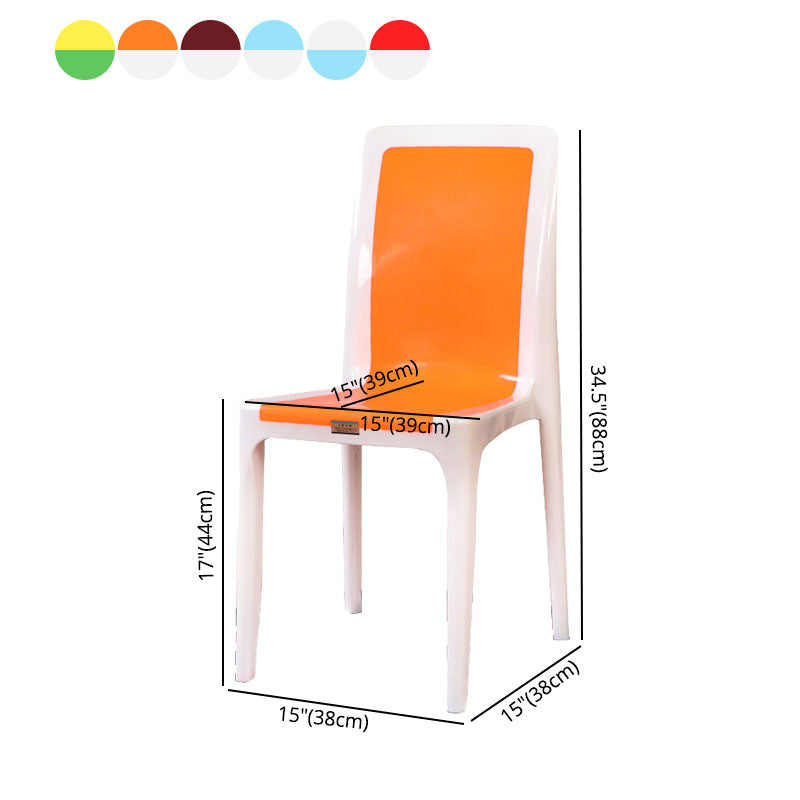 Silla de comedor de plástico de estilo moderno, silla auxiliar sin brazos para cocina (juego de 4)