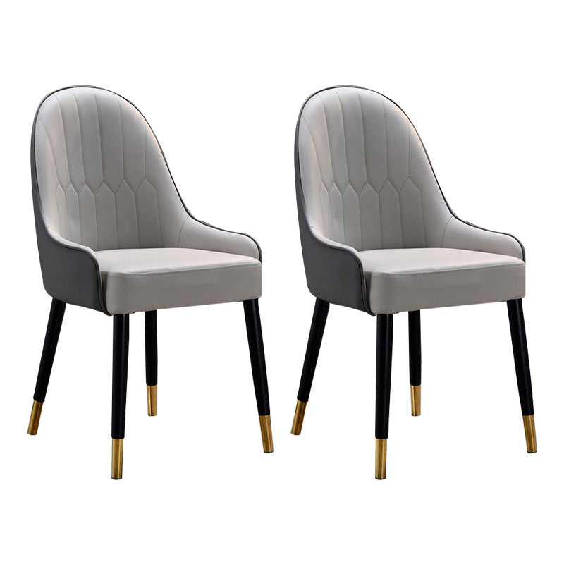 Glam Wood Dining Arm Chairs Leather Dining Chairs for Home Use (Set of 2)