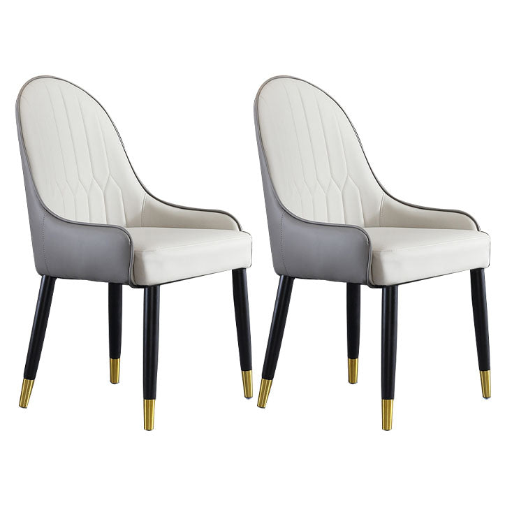 Glam Wood Dining Arm Chairs Leather Dining Chairs for Home Use (Set of 2)