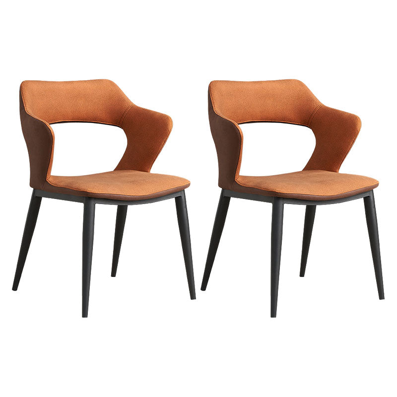 Open Back Dining Arm Chairs Upholstered Dining Armchairs with Metal Legs (Set of 2)