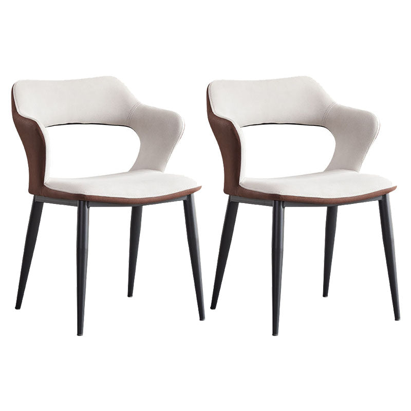 Open Back Dining Arm Chairs Upholstered Dining Armchairs with Metal Legs (Set of 2)