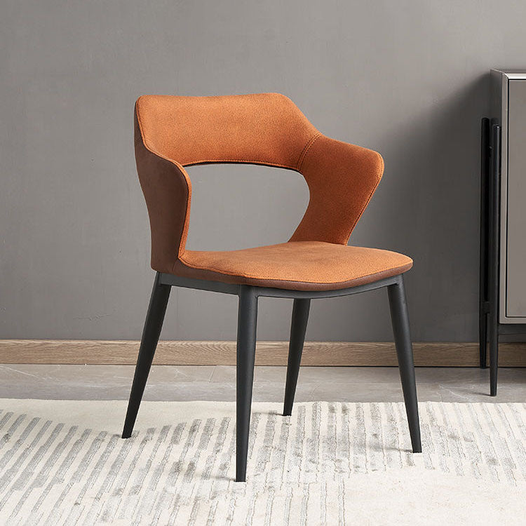 Sillas de comedor con respaldo abierto, sillones de comedor tapizados con patas de metal (juego de 2)