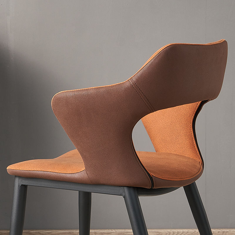 Sillas de comedor con respaldo abierto, sillones de comedor tapizados con patas de metal (juego de 2)