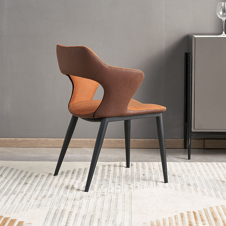 Sillas de comedor con respaldo abierto, sillones de comedor tapizados con patas de metal (juego de 2)