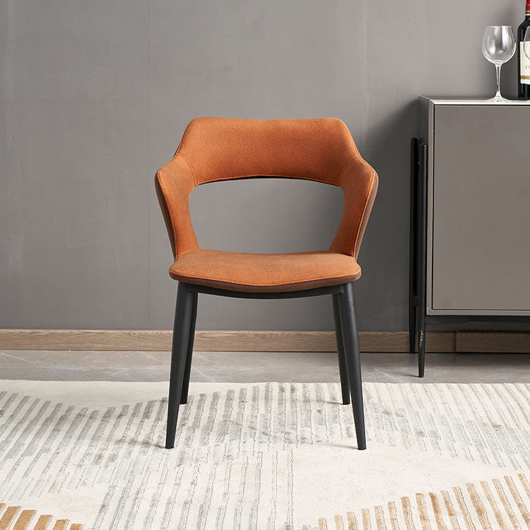 Sillas de comedor con respaldo abierto, sillones de comedor tapizados con patas de metal (juego de 2)