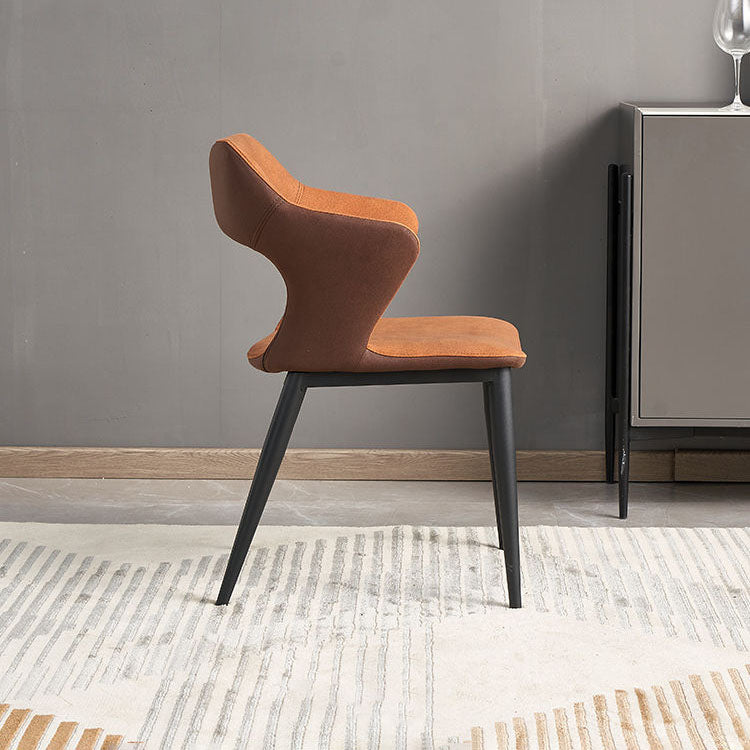 Sillas de comedor con respaldo abierto, sillones de comedor tapizados con patas de metal (juego de 2)