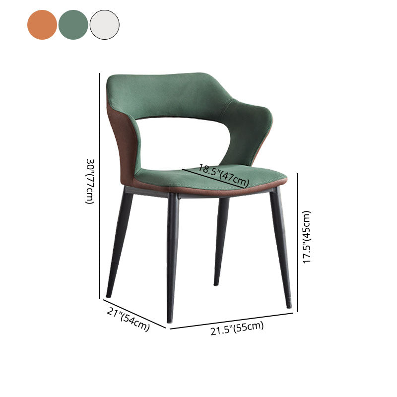 Sillas de comedor con respaldo abierto, sillones de comedor tapizados con patas de metal (juego de 2)