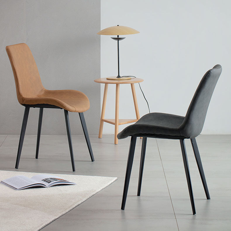Sillas de comedor estilo moderno Silla individual sin brazos con patas de metal