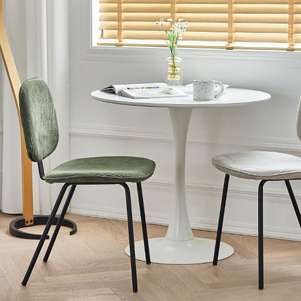 Silla de comedor de metal de estilo contemporáneo, acabado mate, silla lateral sin brazos para cocina
