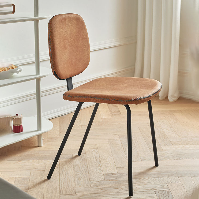 Silla de comedor de metal de estilo contemporáneo, acabado mate, silla lateral sin brazos para cocina