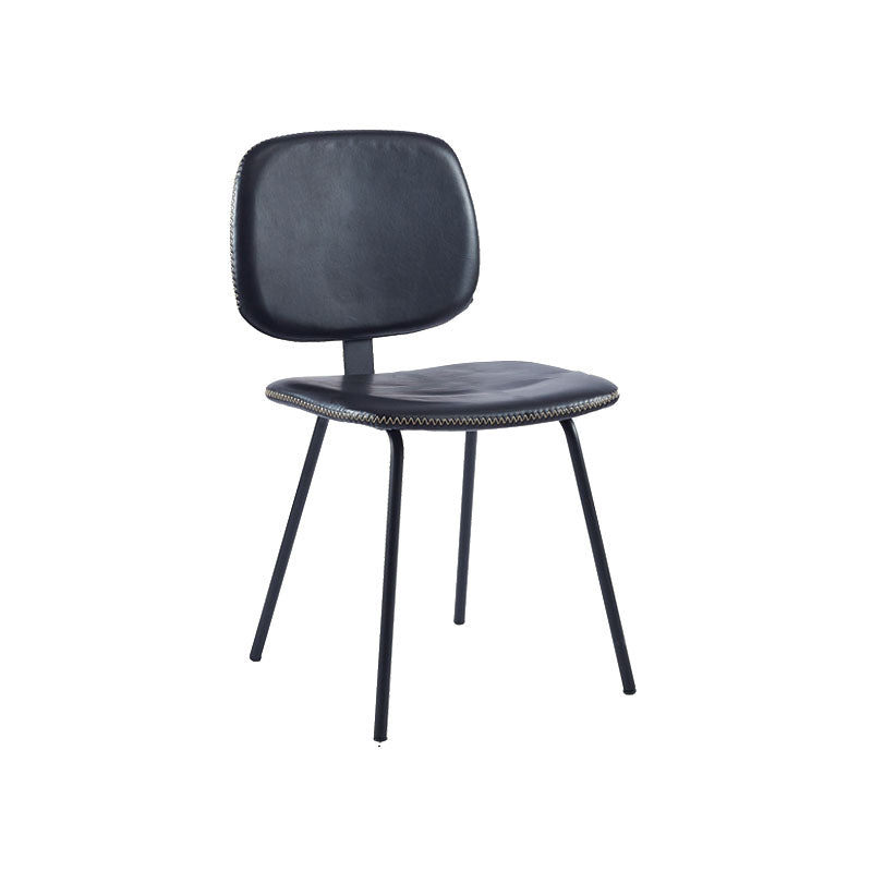 Silla de comedor de metal de estilo contemporáneo, acabado mate, silla lateral sin brazos para cocina
