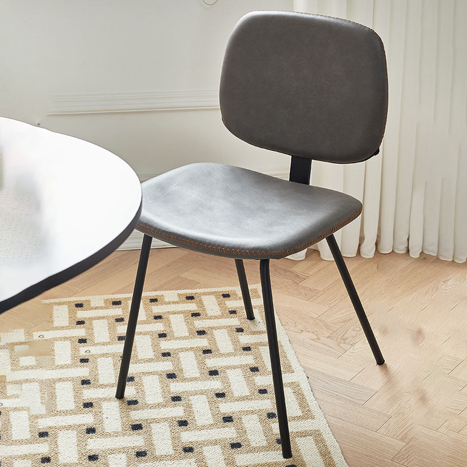 Silla de comedor de metal de estilo contemporáneo, acabado mate, silla lateral sin brazos para cocina