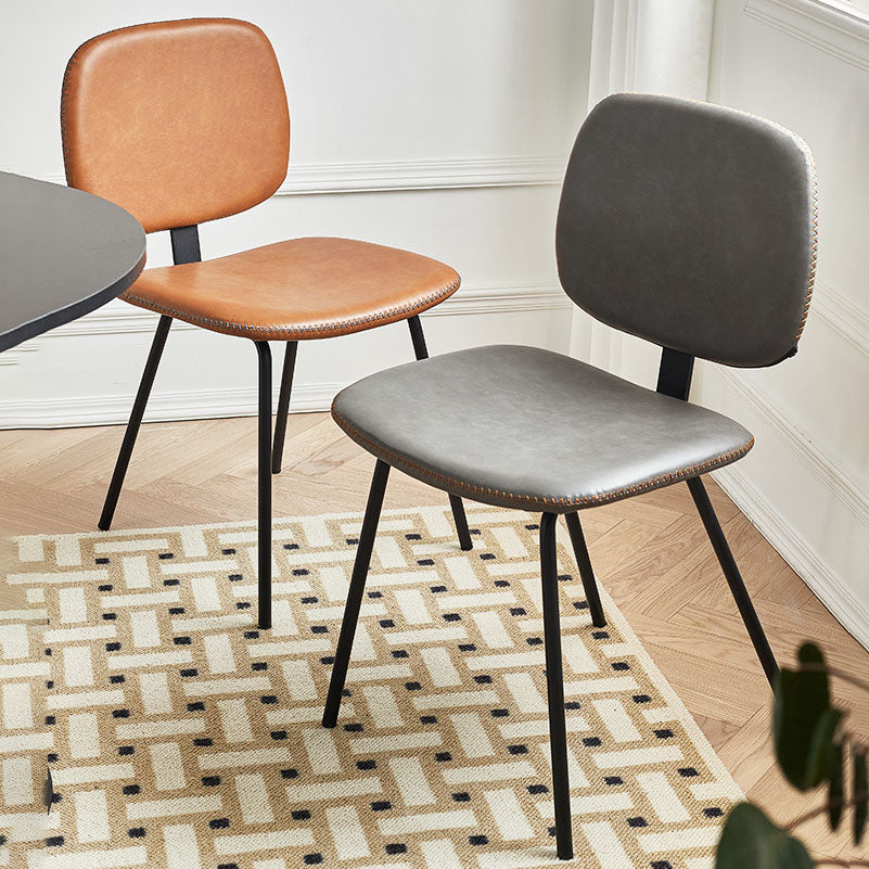 Silla de comedor de metal de estilo contemporáneo, acabado mate, silla lateral sin brazos para cocina