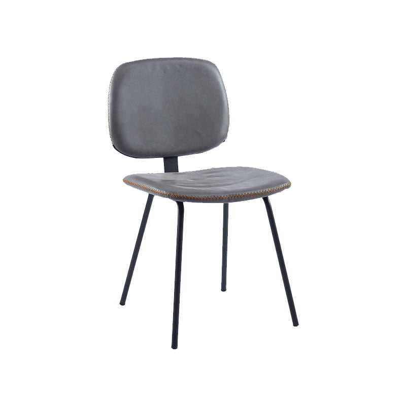 Silla de comedor de metal de estilo contemporáneo, acabado mate, silla lateral sin brazos para cocina