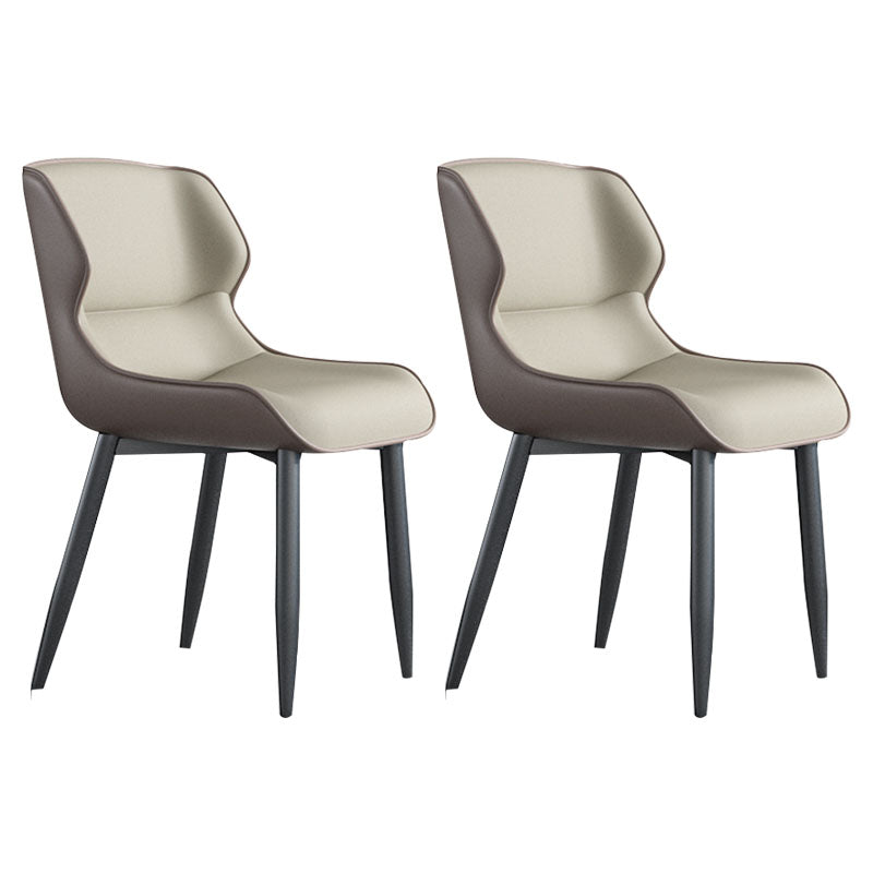 Silla de comedor moderna con acabado mate, sillas laterales con brazo de comedor de metal para cocina (juego de 2)