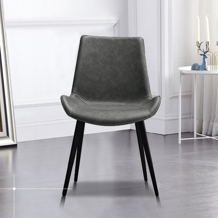 Silla auxiliar de cuero moderna para hotel, silla de comedor con respaldo sólido y acabado mate (juego de 2)